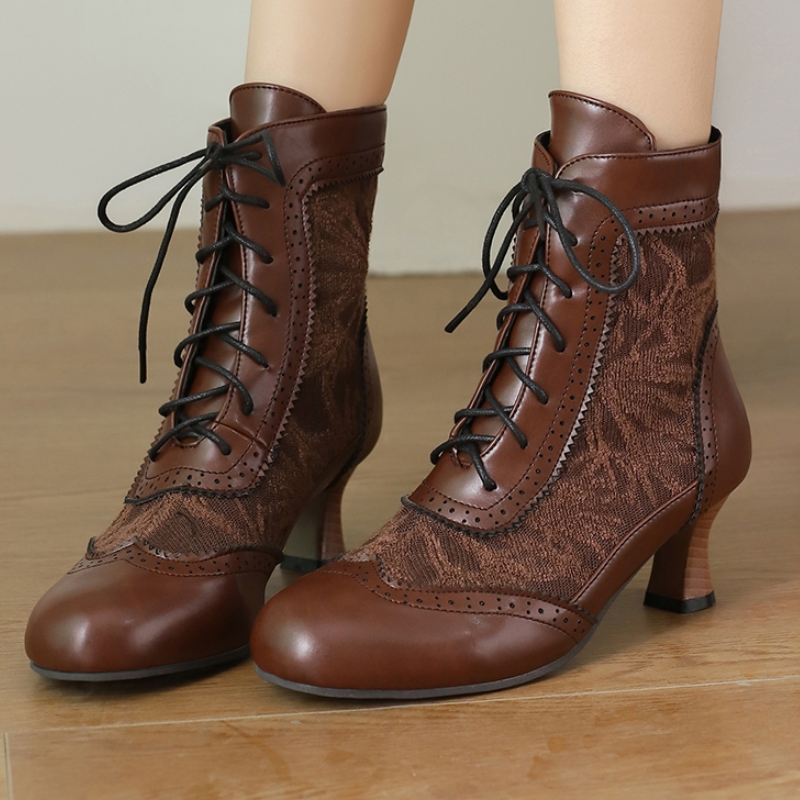 Women'S Shoes Big Feet - Bottes courtes vintage à lacets pour