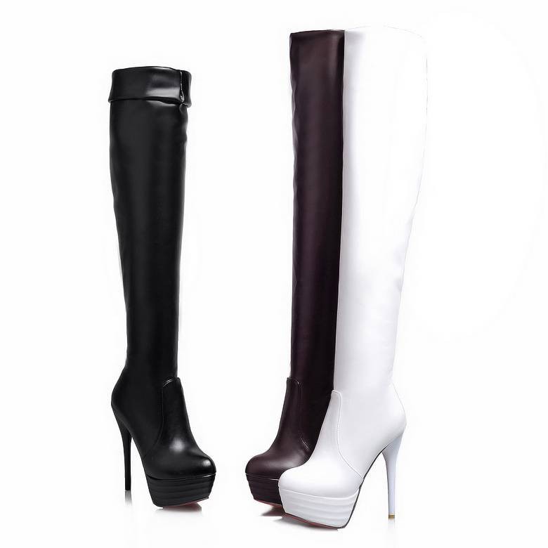Women'S Shoes Big Feet - SIMLOVEYO genou bottes plate-forme talons hauts