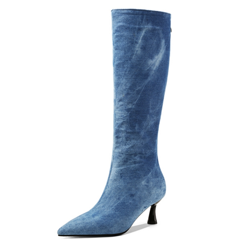 Women Shoes Jeans - Bottes hautes au genou pour femmes,