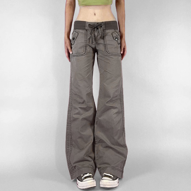 Women Shoes Jeans - Jean vintage taille basse à cordon