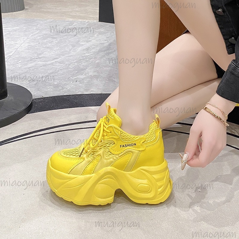Women Shoes Store - Baskets compensées en maille respirante pour