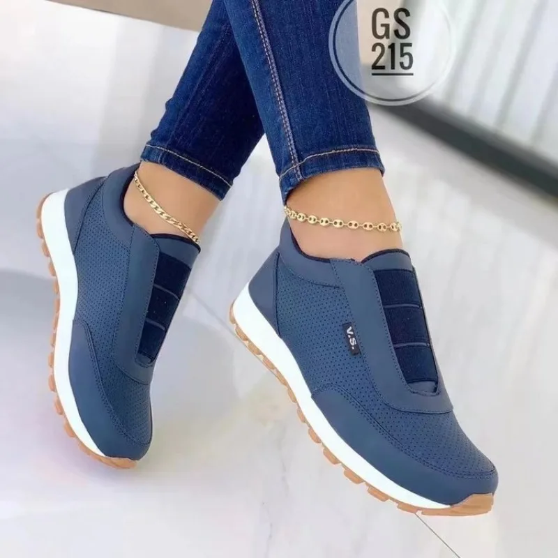Women'S Shoes Navy Blue - Baskets décontractées à enfiler pour femmes,