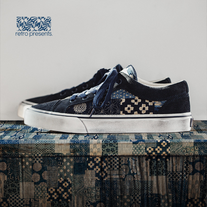 Women Shoes Japanese Brand - Maden-Chaussures basses en toile imprimée rétro