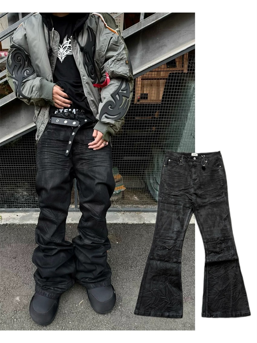 Women Shoes Jeans - Jean micro-évasé enduit de rue pour