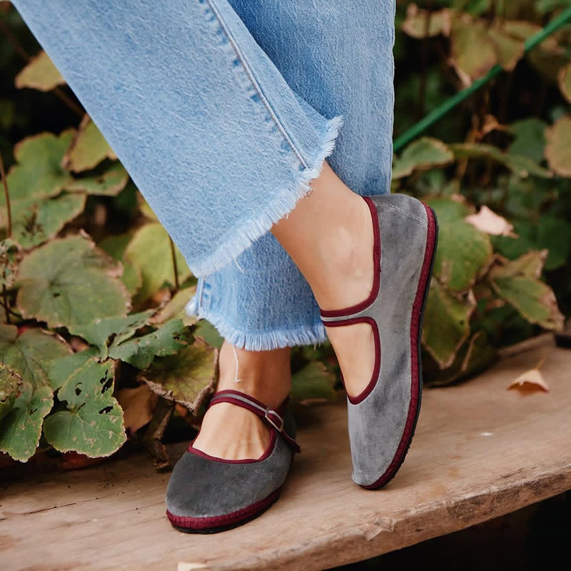 Women Shoes Jeans - Gris Mary Jeans chaussures plates femmes