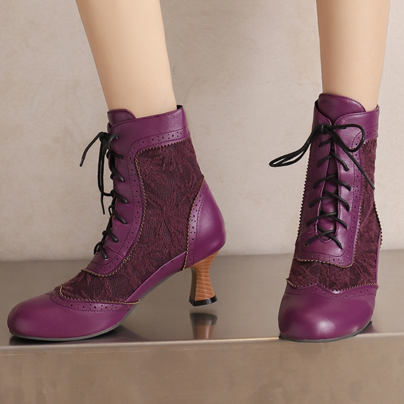 Bottes courtes vintage à lacet - Women'S Shoes Big Feet avis et prix
