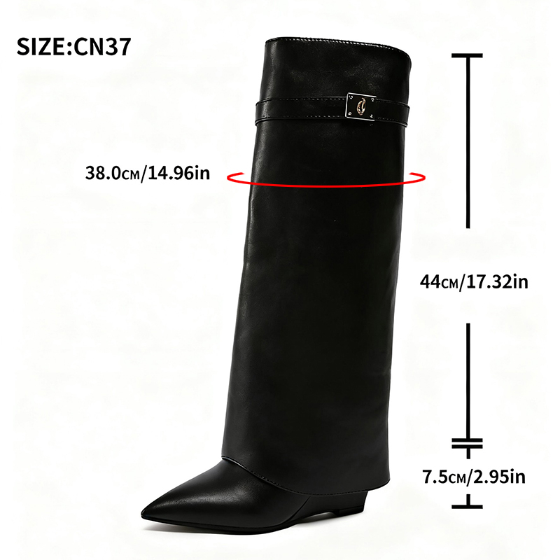 Bottes hautes en cuir Pu noir  - High Knee Heel Boots avis et prix