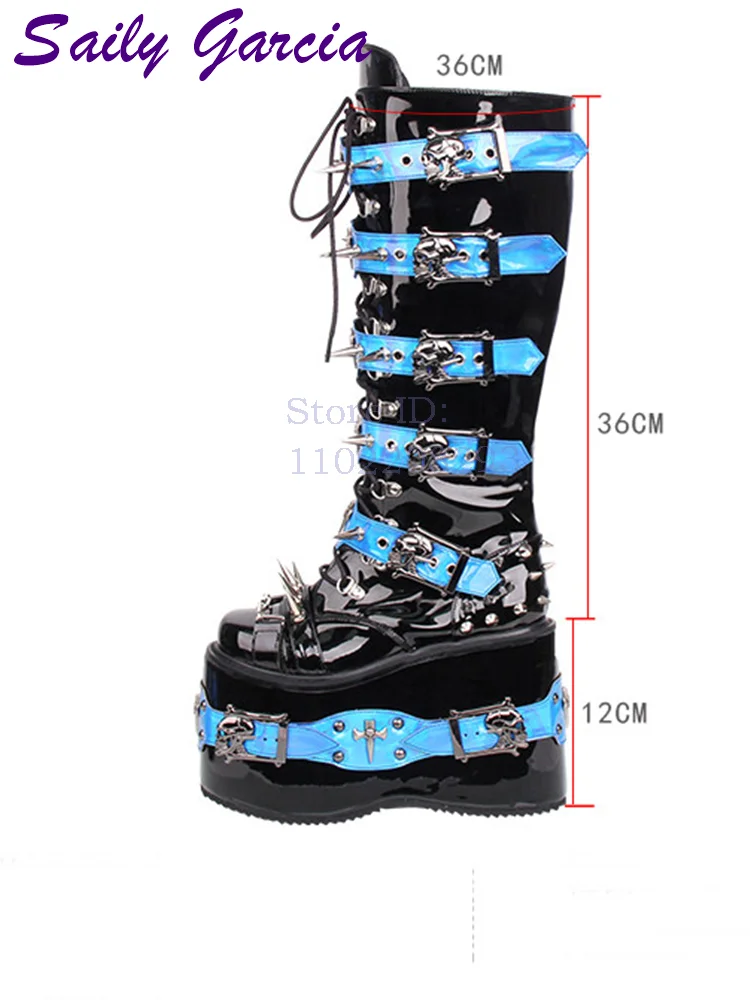 Bottes hautes punk à rivets tê - Women Shoes Size Chart avis et prix