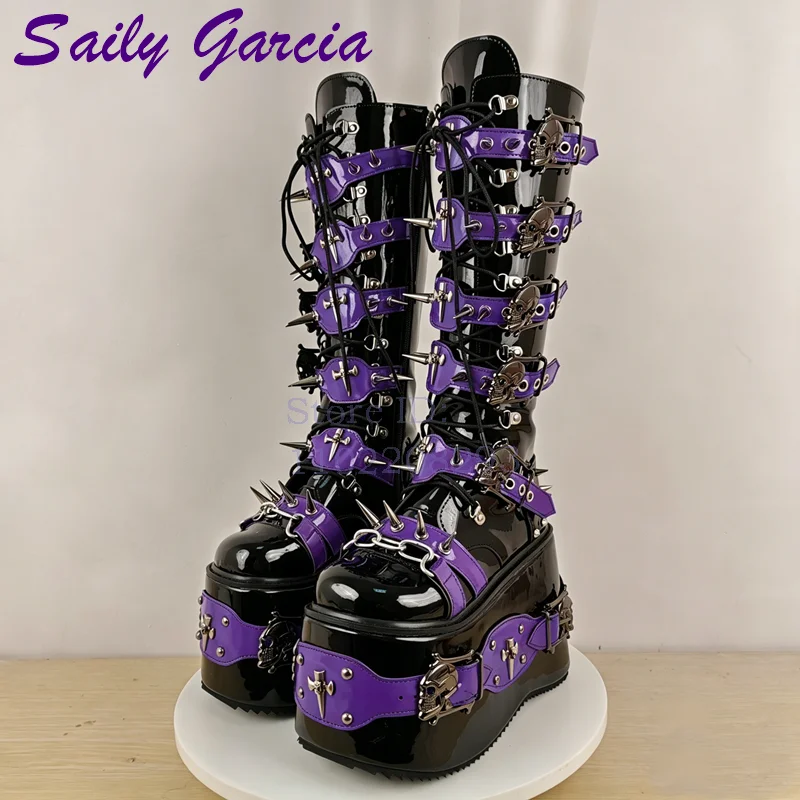 Bottes hautes punk à rivets tê - Women Shoes Size Chart avis et prix