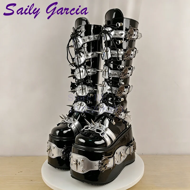 Bottes hautes punk à rivets tê - Women Shoes Size Chart avis et prix