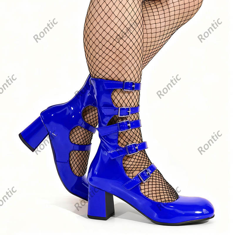 Bottes gothiques en cuir verni - Women'S Shoes Navy Blue avis et prix