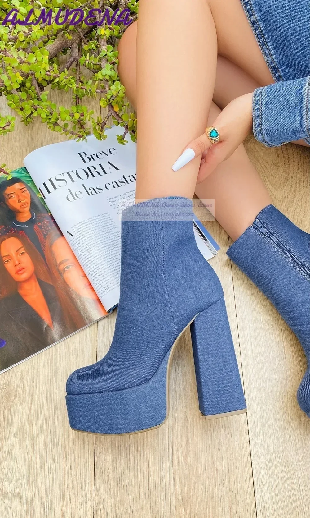 ALMUDENA bleu Denim bloc talon - Women Shoes Jeans avis et prix