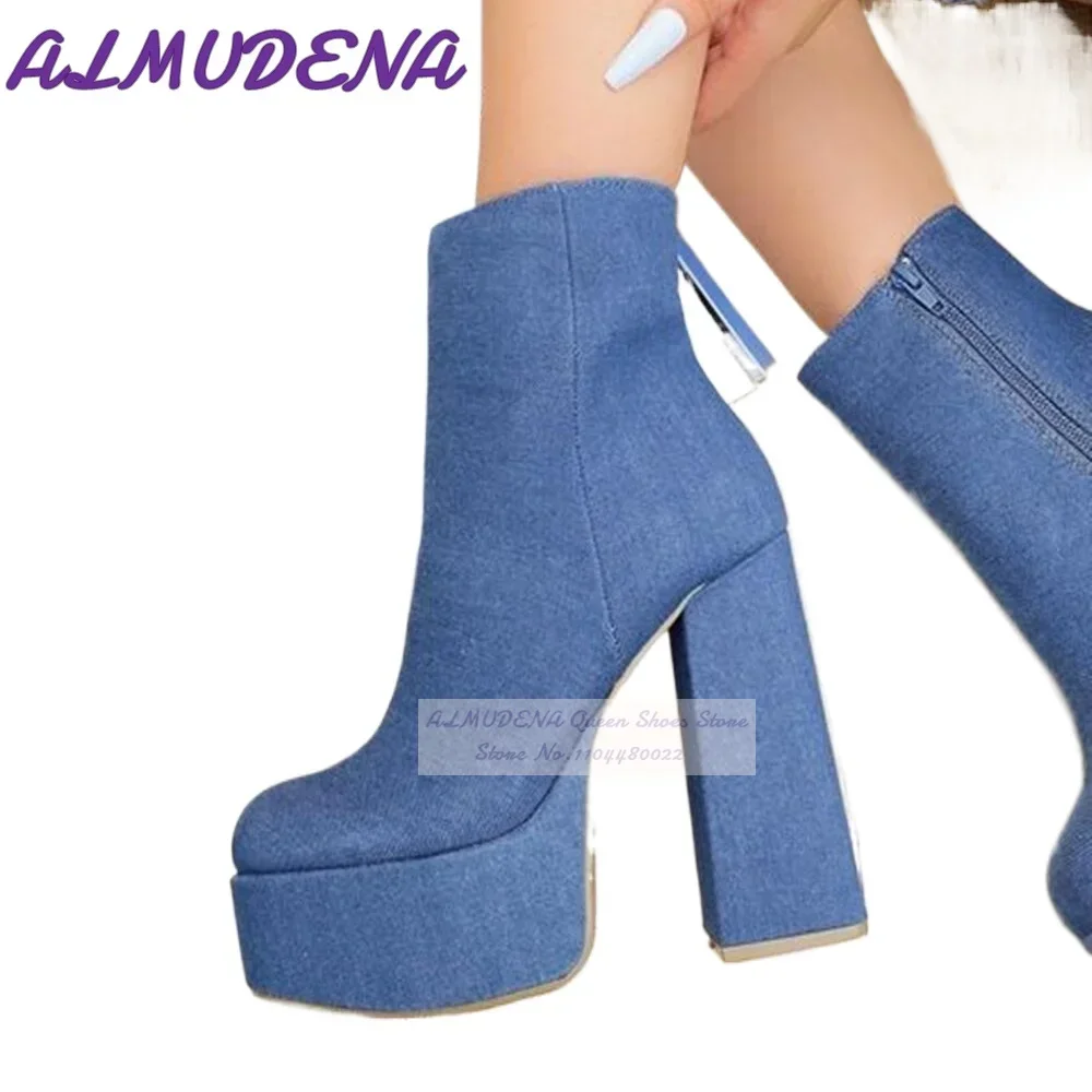 ALMUDENA bleu Denim bloc talon - Women Shoes Jeans avis et prix